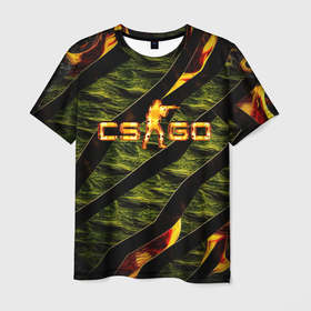 Мужская футболка 3D с принтом CS GO  fire в Петрозаводске, 100% полиэфир | прямой крой, круглый вырез горловины, длина до линии бедер | 