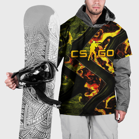 Накидка на куртку 3D с принтом CS GO green and fire в Екатеринбурге, 100% полиэстер |  | 