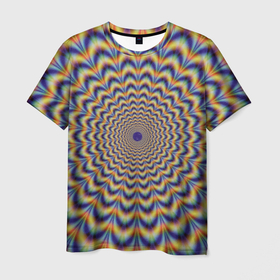 Мужская футболка 3D с принтом гипнотический рисунок в Екатеринбурге, 100% полиэфир | прямой крой, круглый вырез горловины, длина до линии бедер | 