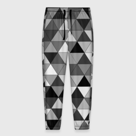 Мужские брюки 3D с принтом геометрические фигуры треугольник в Кировске, 100% полиэстер | манжеты по низу, эластичный пояс регулируется шнурком, по бокам два кармана без застежек, внутренняя часть кармана из мелкой сетки | 