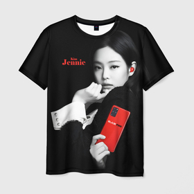 Мужская футболка 3D с принтом Blackpink Jennie Smartphone , 100% полиэфир | прямой крой, круглый вырез горловины, длина до линии бедер | Тематика изображения на принте: 