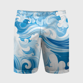 Мужские шорты спортивные с принтом Голубые волны в Курске,  |  | 