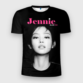 Мужская футболка 3D Slim с принтом Blackpink Jennie Portrait , 100% полиэстер с улучшенными характеристиками | приталенный силуэт, круглая горловина, широкие плечи, сужается к линии бедра | Тематика изображения на принте: 