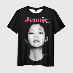 Мужская футболка 3D с принтом Blackpink Jennie Portrait в Кировске, 100% полиэфир | прямой крой, круглый вырез горловины, длина до линии бедер | Тематика изображения на принте: 