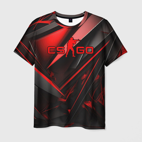 Мужская футболка 3D с принтом CS GO black  red в Белгороде, 100% полиэфир | прямой крой, круглый вырез горловины, длина до линии бедер | 