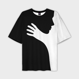 Мужская футболка oversize 3D с принтом чёрно белый рисунок в Новосибирске,  |  | 
