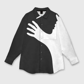 Мужская рубашка oversize 3D с принтом чёрно белый рисунок ,  |  | 