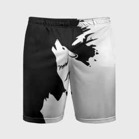 Мужские шорты спортивные с принтом Волчий вой в горах ,  |  | Тематика изображения на принте: 