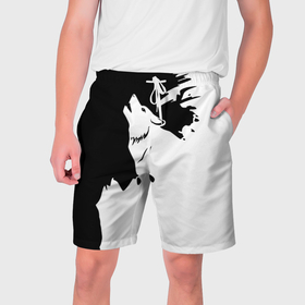 Мужские шорты 3D с принтом Волчий вой в горах ,  полиэстер 100% | прямой крой, два кармана без застежек по бокам. Мягкая трикотажная резинка на поясе, внутри которой широкие завязки. Длина чуть выше колен | 