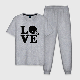 Мужская пижама хлопок с принтом Люблю пинг понг в Курске, 100% хлопок | брюки и футболка прямого кроя, без карманов, на брюках мягкая резинка на поясе и по низу штанин
 | 