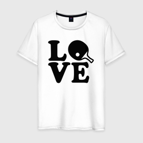 Мужская футболка хлопок с принтом Люблю пинг понг в Курске, 100% хлопок | прямой крой, круглый вырез горловины, длина до линии бедер, слегка спущенное плечо. | 