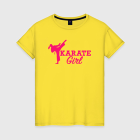 Женская футболка хлопок с принтом Girl karate в Петрозаводске, 100% хлопок | прямой крой, круглый вырез горловины, длина до линии бедер, слегка спущенное плечо | 