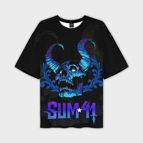 Мужская футболка oversize 3D с принтом Sum41 horns skull в Петрозаводске,  |  | 