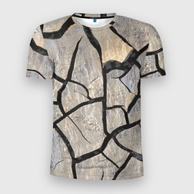 Мужская футболка 3D Slim с принтом Трещины в Петрозаводске, 100% полиэстер с улучшенными характеристиками | приталенный силуэт, круглая горловина, широкие плечи, сужается к линии бедра | 