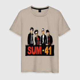 Мужская футболка хлопок с принтом Sum41 team в Курске, 100% хлопок | прямой крой, круглый вырез горловины, длина до линии бедер, слегка спущенное плечо. | 