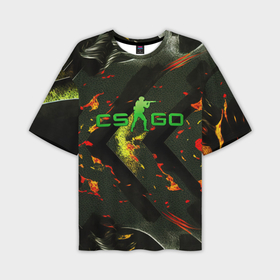 Мужская футболка oversize 3D с принтом CSGO green   logo в Курске,  |  | 