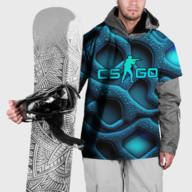 Накидка на куртку 3D с принтом CS GO blue neon logo , 100% полиэстер |  | 