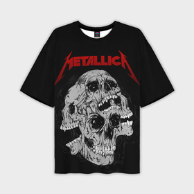Мужская футболка oversize 3D с принтом Metallica skulls в Курске,  |  | 