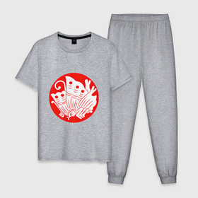 Мужская пижама хлопок с принтом Ясима Тайра Total War: Shogun 2 в Санкт-Петербурге, 100% хлопок | брюки и футболка прямого кроя, без карманов, на брюках мягкая резинка на поясе и по низу штанин
 | 