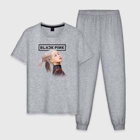 Мужская пижама хлопок с принтом Blackpink Rose       music в Кировске, 100% хлопок | брюки и футболка прямого кроя, без карманов, на брюках мягкая резинка на поясе и по низу штанин
 | 