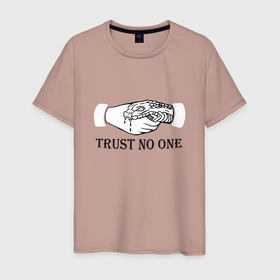Мужская футболка хлопок с принтом Trust nobody в Санкт-Петербурге, 100% хлопок | прямой крой, круглый вырез горловины, длина до линии бедер, слегка спущенное плечо. | 