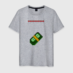 Мужская футболка хлопок с принтом доллары из майнкрафта в Санкт-Петербурге, 100% хлопок | прямой крой, круглый вырез горловины, длина до линии бедер, слегка спущенное плечо. | 