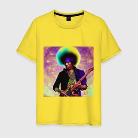 Мужская футболка хлопок с принтом Jimi Hendrix Rock Idol Art в Новосибирске, 100% хлопок | прямой крой, круглый вырез горловины, длина до линии бедер, слегка спущенное плечо. | Тематика изображения на принте: 