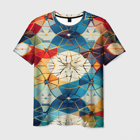 Мужская футболка 3D с принтом geometric mosaic в Тюмени, 100% полиэфир | прямой крой, круглый вырез горловины, длина до линии бедер | 