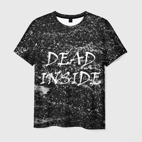 Мужская футболка 3D с принтом Dead Inside надпись и брызги в Курске, 100% полиэфир | прямой крой, круглый вырез горловины, длина до линии бедер | 