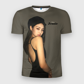 Мужская футболка 3D Slim с принтом Blackpink Jennie in cap , 100% полиэстер с улучшенными характеристиками | приталенный силуэт, круглая горловина, широкие плечи, сужается к линии бедра | 