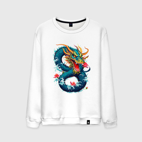 Мужской свитшот хлопок с принтом Китайский водяной дракон , 100% хлопок |  | Тематика изображения на принте: 