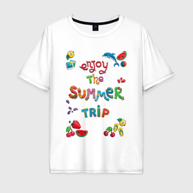 Мужская футболка хлопок Oversize с принтом the summer trip в Санкт-Петербурге, 100% хлопок | свободный крой, круглый ворот, “спинка” длиннее передней части | Тематика изображения на принте: 