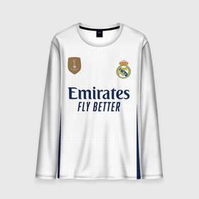 Мужской лонгслив 3D с принтом Лука Модрич Реал Мадрид форма 23 24 домашняя в Кировске, 100% полиэстер | длинные рукава, круглый вырез горловины, полуприлегающий силуэт | 