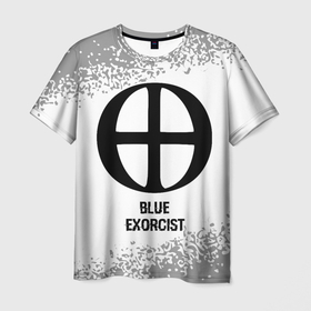 Мужская футболка 3D с принтом Blue Exorcist glitch на светлом фоне в Петрозаводске, 100% полиэфир | прямой крой, круглый вырез горловины, длина до линии бедер | 