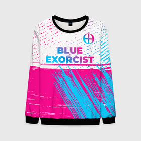 Мужской свитшот 3D с принтом Blue Exorcist neon gradient style: символ сверху в Белгороде, 100% полиэстер с мягким внутренним слоем | круглый вырез горловины, мягкая резинка на манжетах и поясе, свободная посадка по фигуре | Тематика изображения на принте: 