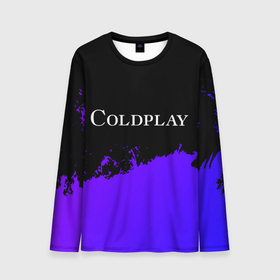 Мужской лонгслив 3D с принтом Coldplay purple grunge , 100% полиэстер | длинные рукава, круглый вырез горловины, полуприлегающий силуэт | 