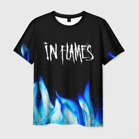 Мужская футболка 3D с принтом In Flames blue fire в Санкт-Петербурге, 100% полиэфир | прямой крой, круглый вырез горловины, длина до линии бедер | 