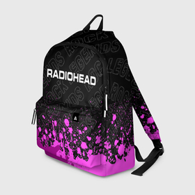 Рюкзак 3D с принтом Radiohead rock legends: символ сверху в Курске, 100% полиэстер | лямки с регулируемой длиной, сверху петелька, чтобы рюкзак можно было повесить на вешалку. Основное отделение закрывается на молнию, как и внешний карман. Внутри два дополнительных кармана, один из которых закрывается на молнию. По бокам два дополнительных кармашка | 