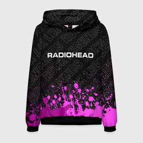 Мужская толстовка 3D с принтом Radiohead rock legends: символ сверху в Новосибирске, 100% полиэстер | двухслойный капюшон со шнурком для регулировки, мягкие манжеты на рукавах и по низу толстовки, спереди карман-кенгуру с мягким внутренним слоем. | 