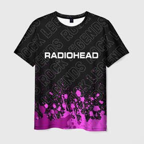 Мужская футболка 3D с принтом Radiohead rock legends: символ сверху , 100% полиэфир | прямой крой, круглый вырез горловины, длина до линии бедер | 