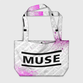Пляжная сумка 3D с принтом Muse rock legends: надпись и символ в Петрозаводске, 100% полиэстер | застегивается на металлическую кнопку; внутренний карман застегивается на молнию. Стенки укреплены специальным мягким материалом, чтобы защитить содержимое от несильных ударов
 | 