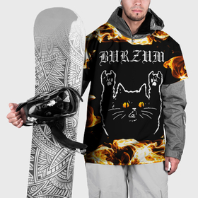 Накидка на куртку 3D с принтом Burzum рок кот и огонь в Белгороде, 100% полиэстер |  | Тематика изображения на принте: 
