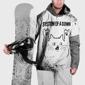 Накидка на куртку 3D с принтом System of a Down рок кот на светлом фоне в Тюмени, 100% полиэстер |  | 