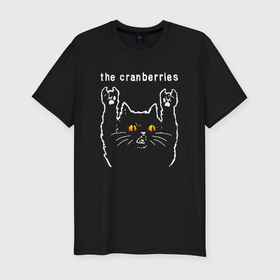 Мужская футболка хлопок Slim с принтом The Cranberries rock cat в Новосибирске, 92% хлопок, 8% лайкра | приталенный силуэт, круглый вырез ворота, длина до линии бедра, короткий рукав | 