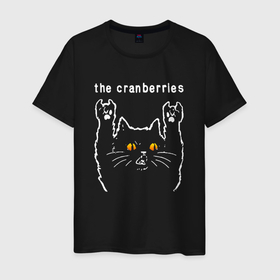 Мужская футболка хлопок с принтом The Cranberries rock cat в Белгороде, 100% хлопок | прямой крой, круглый вырез горловины, длина до линии бедер, слегка спущенное плечо. | 