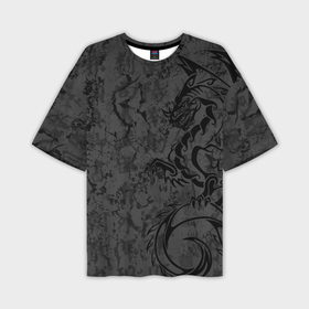Мужская футболка oversize 3D с принтом Black dragon   grunge в Белгороде,  |  | 