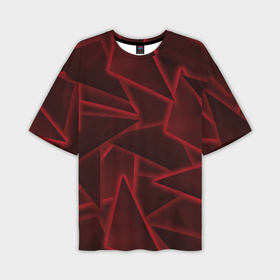 Мужская футболка oversize 3D с принтом Красные треугольники, неон в Белгороде,  |  | 