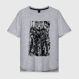 Мужская футболка хлопок Oversize с принтом Медведь в кожанке   нейросеть , 100% хлопок | свободный крой, круглый ворот, “спинка” длиннее передней части | 