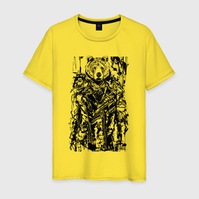 Мужская футболка хлопок с принтом Медведь в кожанке   нейросеть в Новосибирске, 100% хлопок | прямой крой, круглый вырез горловины, длина до линии бедер, слегка спущенное плечо. | 