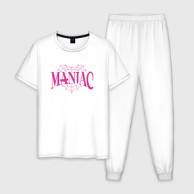 Мужская пижама хлопок с принтом Maniac   stray kids в Курске, 100% хлопок | брюки и футболка прямого кроя, без карманов, на брюках мягкая резинка на поясе и по низу штанин
 | 